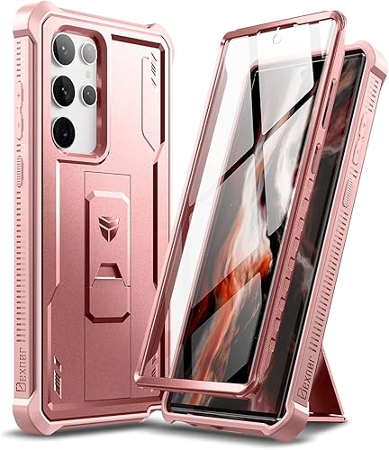 Dexnor Funda para Samsung Galaxy S22 Ultra, Protector de pantalla y soporte integrados Protección de grado militar resistente a prueba de golpes