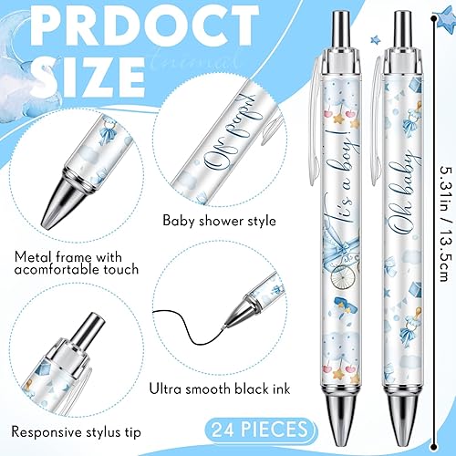 Miniatura 2 de Chuangdi 24 Pcs Boy Baby Shower Ballpoint Pens Favors Bulk Retractable Ballpoint Pen Black Ink with Gifts for Guests School Supply
