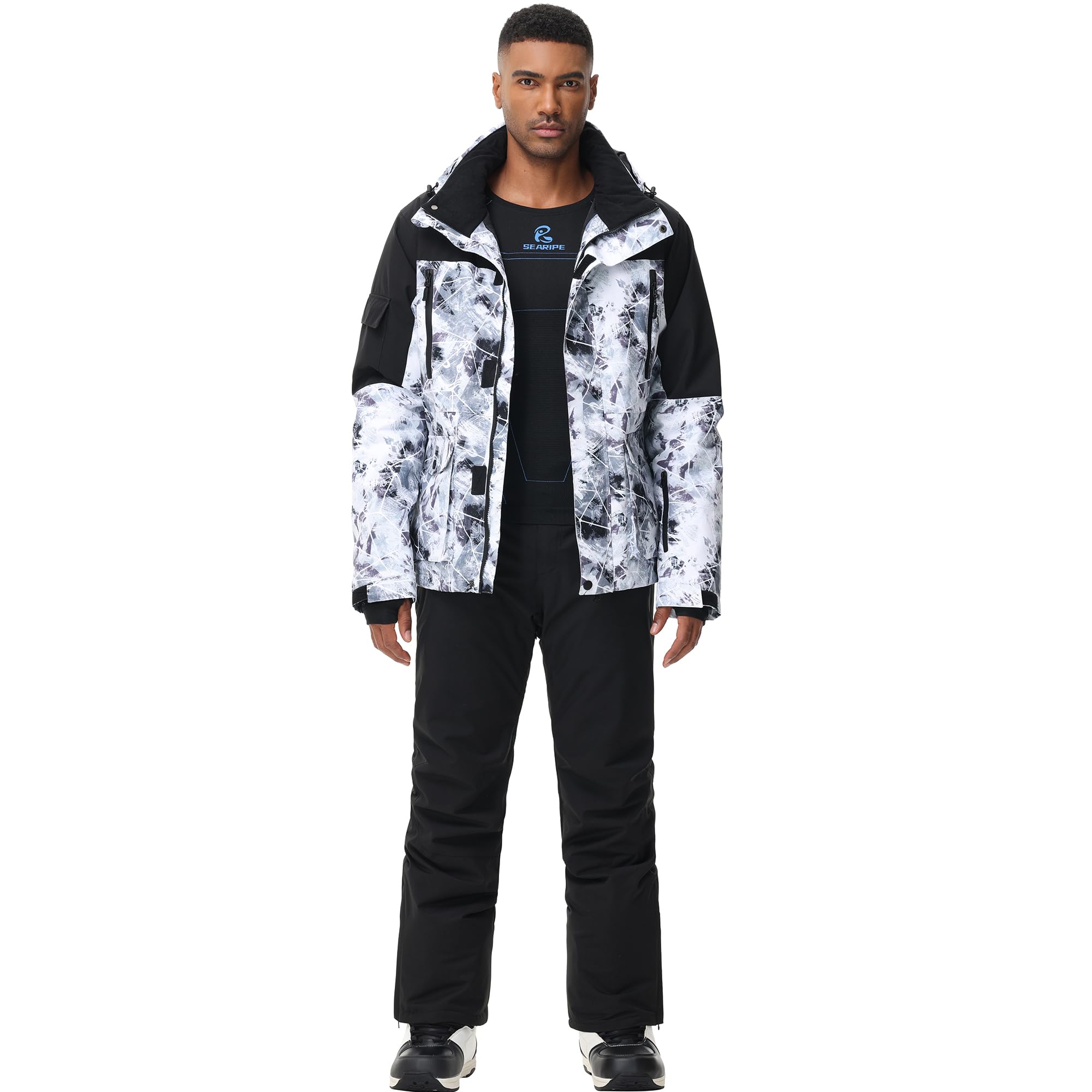 ALSOGO Trajes de esquí para hombre, 2 piezas, juegos de snowboard impermeables a prueba de viento invierno cálido chaqueta de esquí y pantalones conjunto para esquiar snowboard escalada