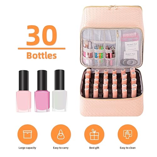 Miniatura 4 de KGMCARE Bolsa de almacenamiento portátil de esmalte de uñas con estuche de luz UV, capacidad para 30 botellas y 1 lámpara LED UV, estuche de secado