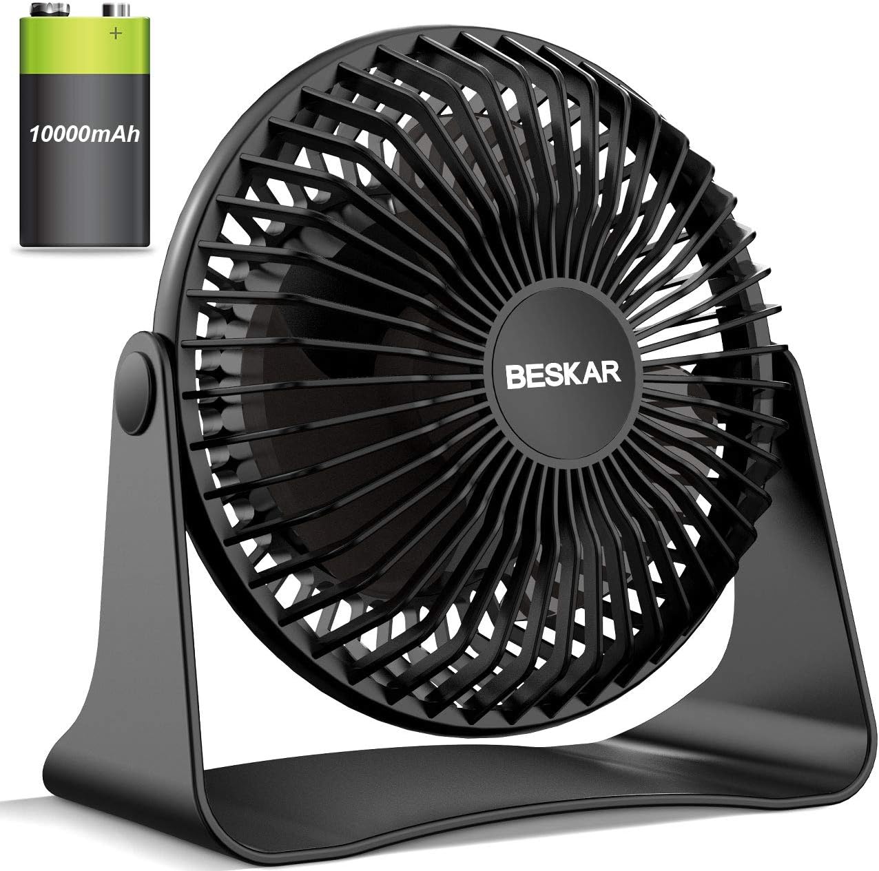 Best Cyber Deals 🔥 BESKAR Rechargeable Small Fan, 10000mAh Battery Operated Desk Fan with Max 36Hrs Runing Time, 3 Speeds & Strong Airflow, Quiet Operation, Personal Fan for Office Home Bedroom - 6-Inch Portable Fan