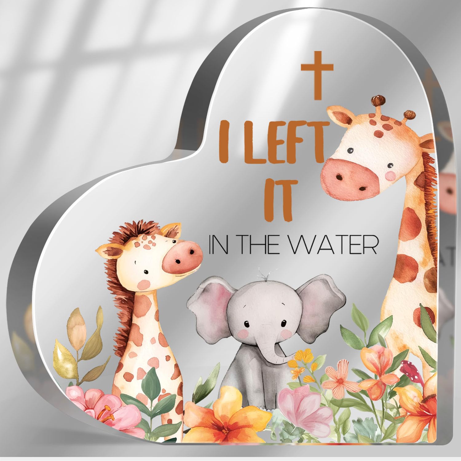 Baptism Gifts for Teen Girls, First Communion Gift for Boys, Religious Christening Confirmation Sign for Women, Birthday Gift Holy communion Decor Gift, Left It In The Water Acrylic Decorations