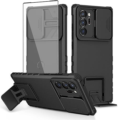 Asuwish Funda para teléfono Samsung Galaxy Note 20 Ultra 5G con protector de pantalla y cubierta para cámara deslizante con soporte para celular