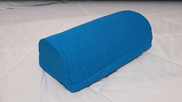 Saffron Halfmoon Bolster Pillowcase - Quilted Cotton Cushion Cover - Removable Washable (Turquoise Blue, 22x8x5(55x20x12cm))
