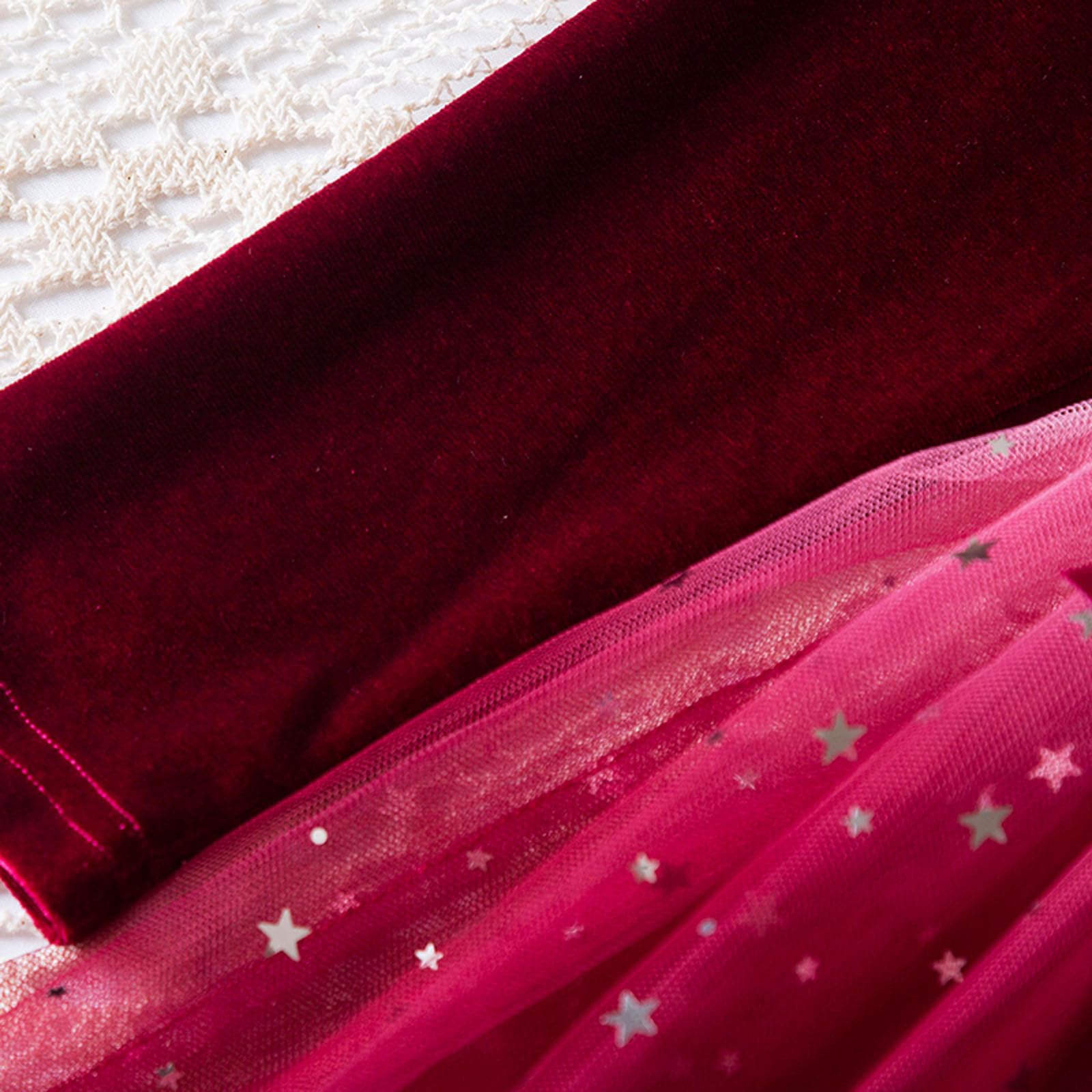 Genérico Vestido de Navidad Manga Larga Estampado Estrellas Nudo, Fiesta de Navidad en la Escuela