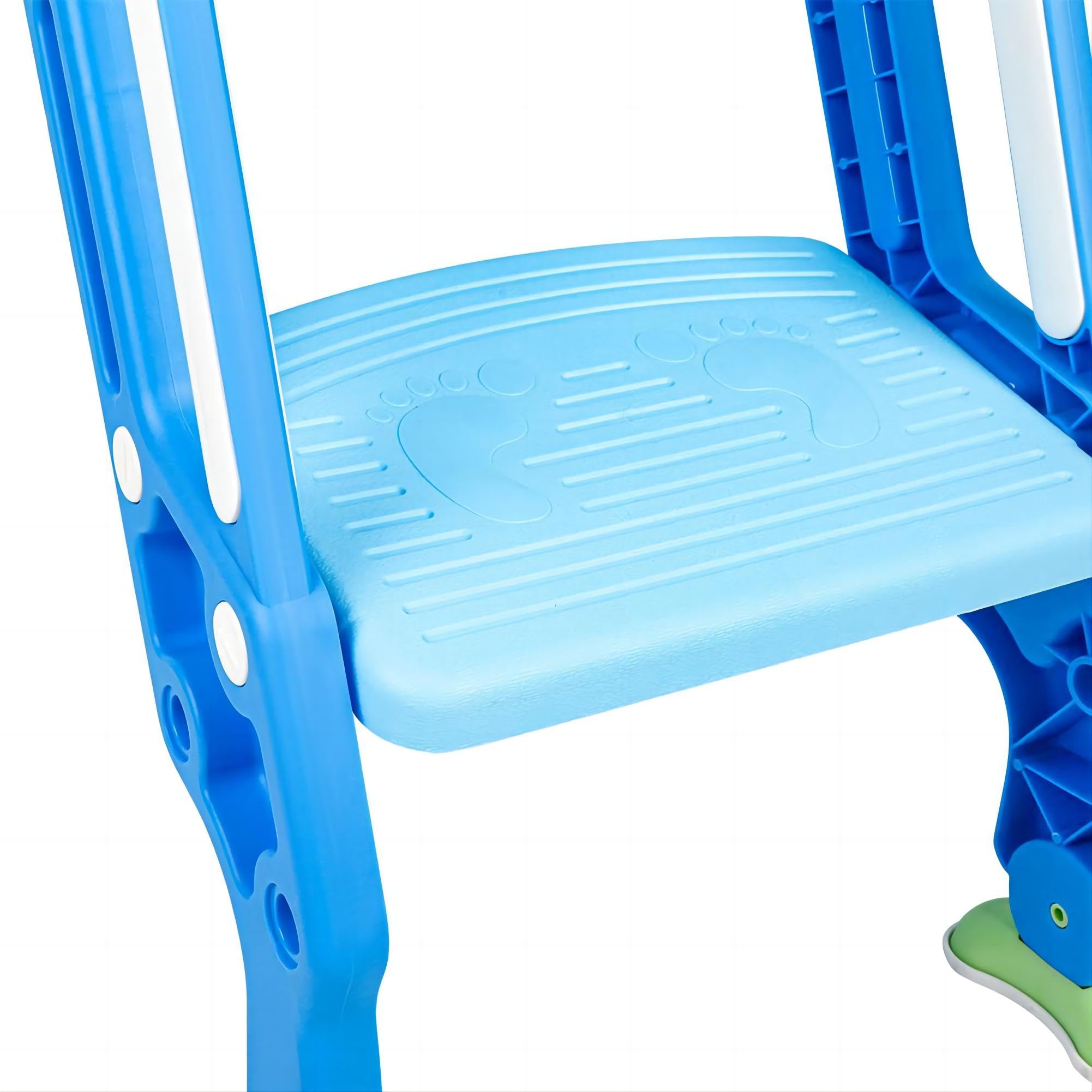Riduttore WC 2-7 anni Bambino Riduttore WC Rialzo WC Bambino Sedile WC con Cuscino e Maniglia (Blu)