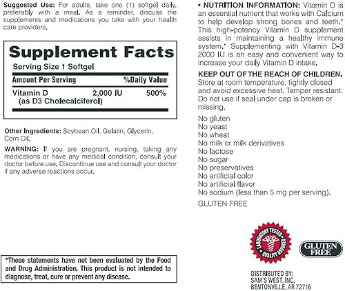 Miniatura 2 de Member's Mark Vitamina D-3 2000 UI Suplemento dietético (400 unidades)
