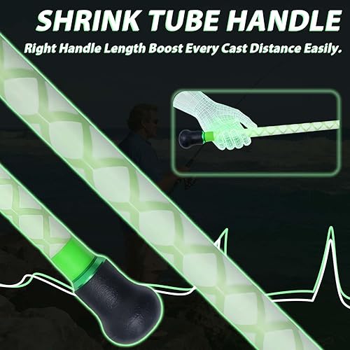 Miniatura 4 de Caña de pescar Spinning Surf de 9/10/11/12 pies, caña de 3 piezas de fibra de carbono para agua salada con 2 puntas, caña ligera de alta