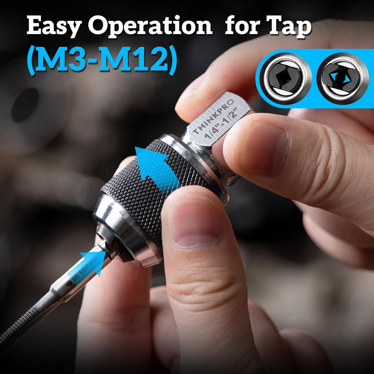 Ratcheting Tap Socket Set 2pcs with Adjustable Jaws, Hex Drive & 3/8" Drive Dual Drive, Tap Holder for Tight Spaces, Compatible with Taps, Reamers, Screw Extractors (#6-1/2")​,Cr-Mo Steel
