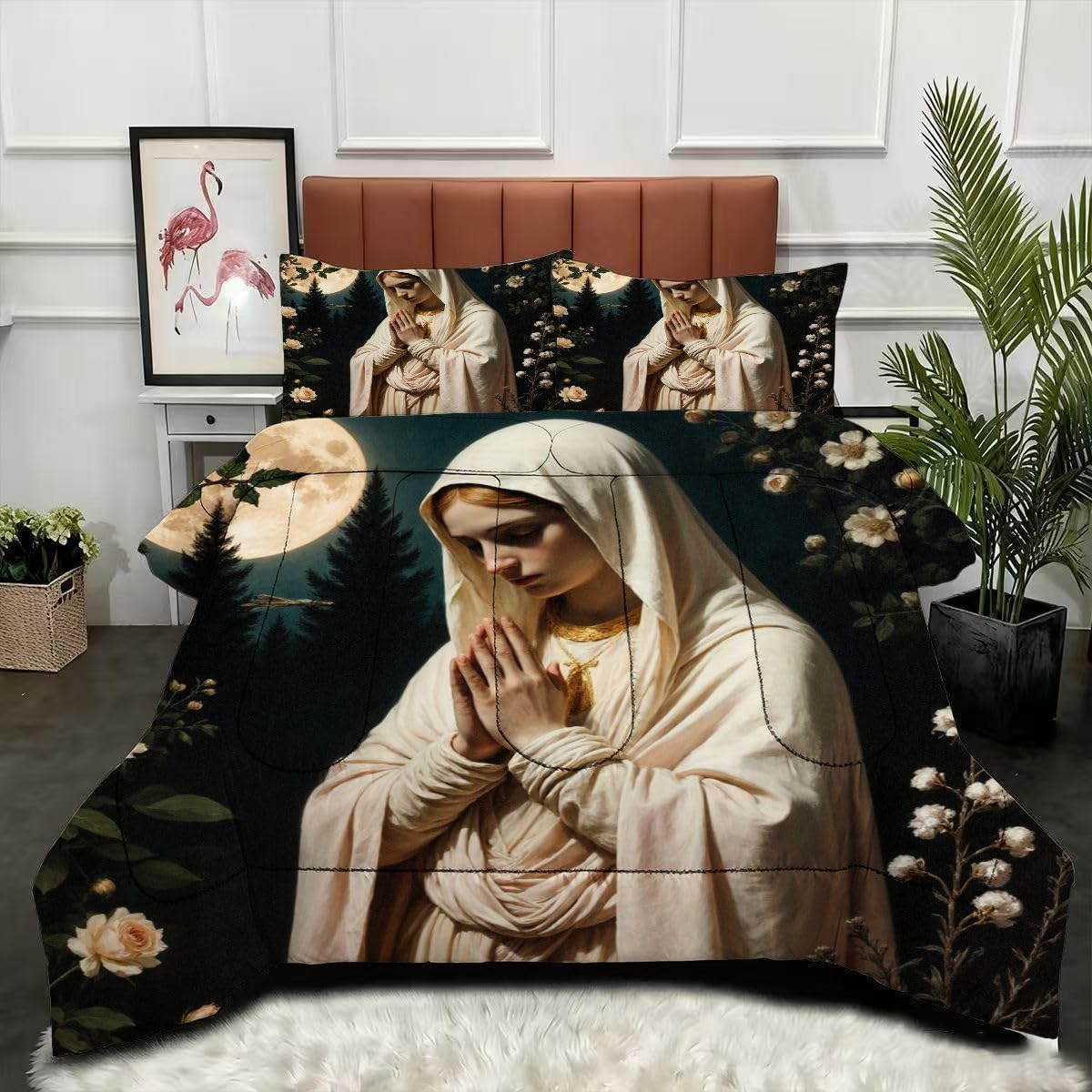 Couette douce pour maître suite et couple lit double motif fleur