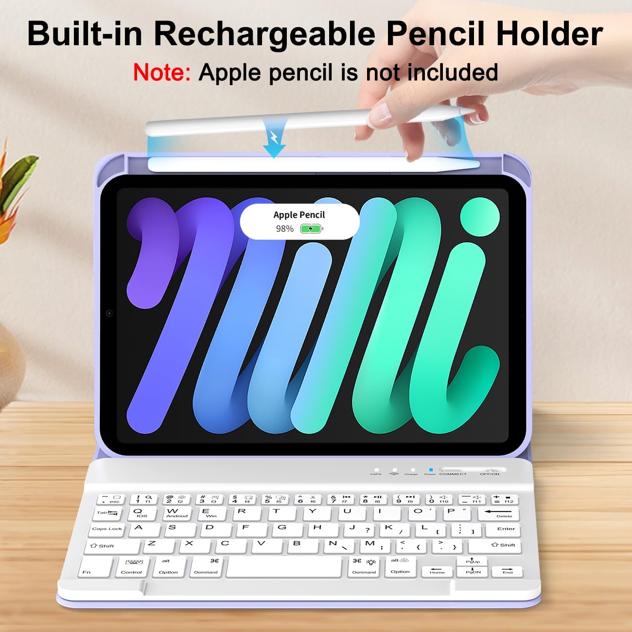 for iPad mini 7th 6th Gen Keyboard Case with Pencil Holder - Detachable Magnetic Cover for iPad mini 7 (2024 A17 Pro) & iPad mini 6 (2021) 8.3 Inch, Multi-Angle Stand & Long Battery Life