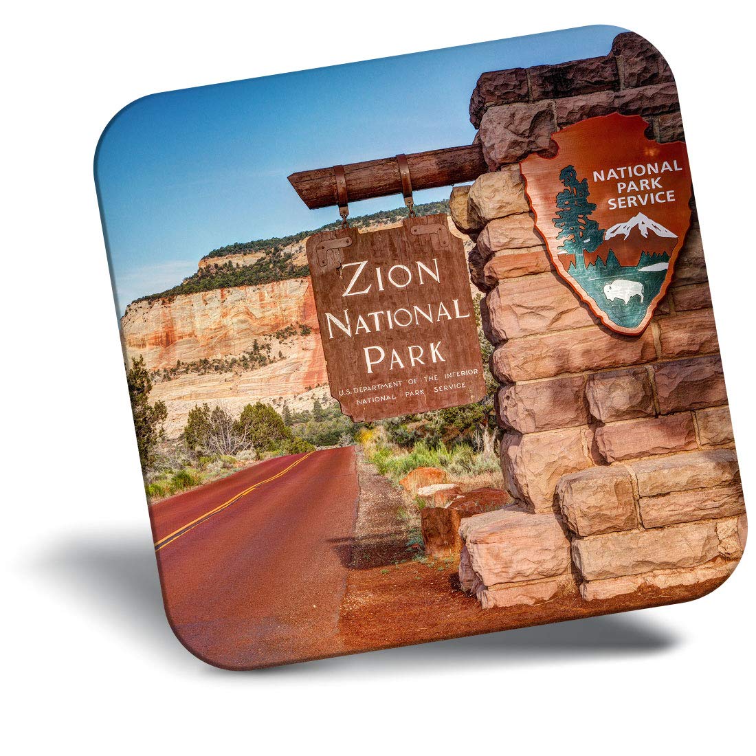 Destination Vinyl Ltd Fridge Magnet - Zion National Park Sign Utah America Usa 24469