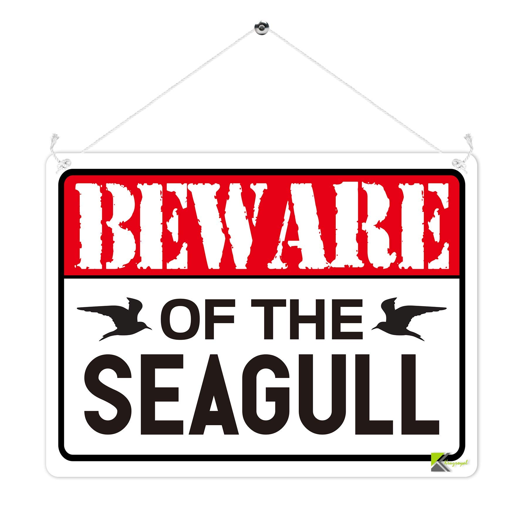 Kruzroyal Mp366 Beware Of The Seagull. Funny Novelty Retro Vintage Metal Wall Sign Plaque 20Cm X 15Cm