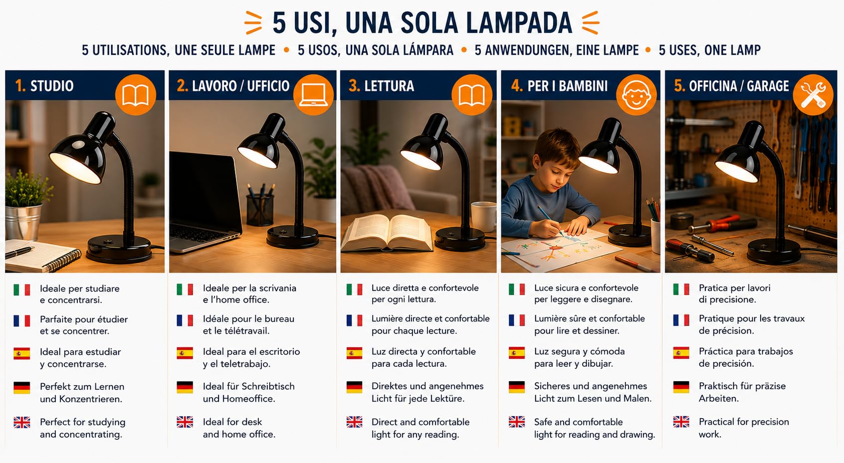 Velamp tl1201-n Charleston lámpara de mesa E27