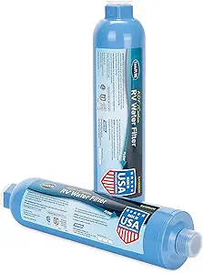 Camco TastePURE Camper/RV Water Filter | Inline Water Filter Reduces Bad Taste, Odor, Chlorine & Sediment | Ideal for RVs, Campers, Travel Trailers, Boats | Made in the USA | 2-Pack (40045)