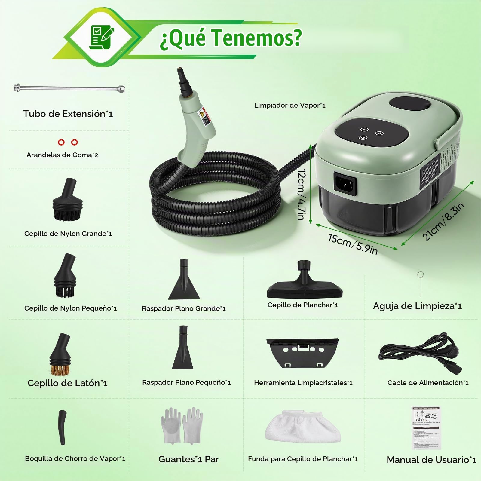 Limpiador a vapor, 2500 W, 3 bares de presión y 105 °C de alta presión, limpiador de vapor de mano para uso doméstico, máquina de limpieza a vapor de alta temperatura para cocina, baño, azulejos
