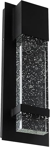 Sunlite Aplique de pared LED, marco de metal negro con panel de vidrio efecto gota de lluvia, 4.75 pulgadas de ancho, 5000 K súper blanco, interior