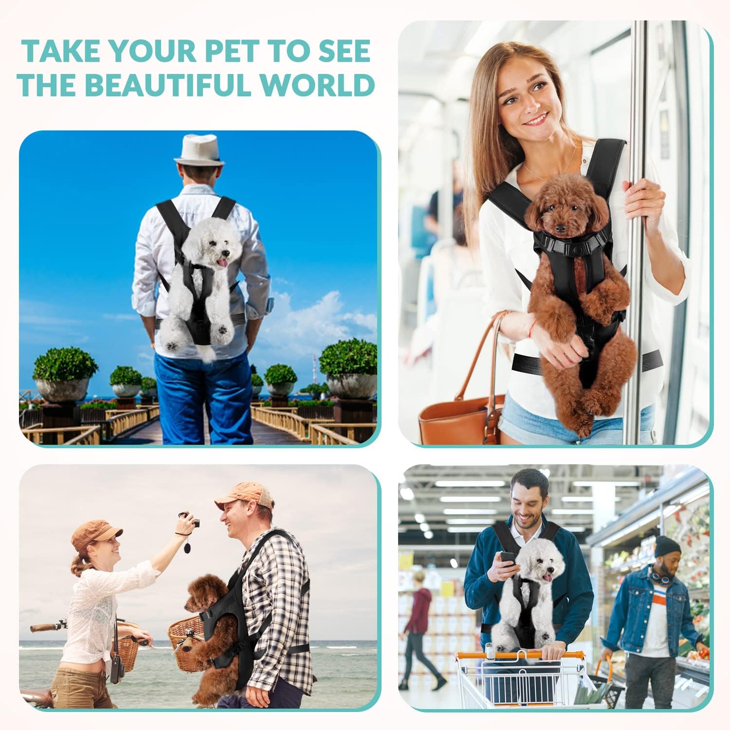 Mochilas transportadoras para perros, mochila ajustable para perros, con patas hacia fuera, fácil de ajustar, para perros medianos y pequeños, transportador frontal manos libres para senderismo,