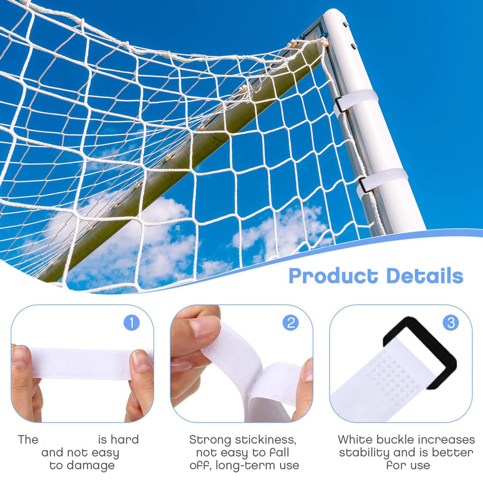10 cinghie per porta da calcio per porta da calcio, rete di fissaggio, fascetta, cinghia di fissaggio per rete da calcio
