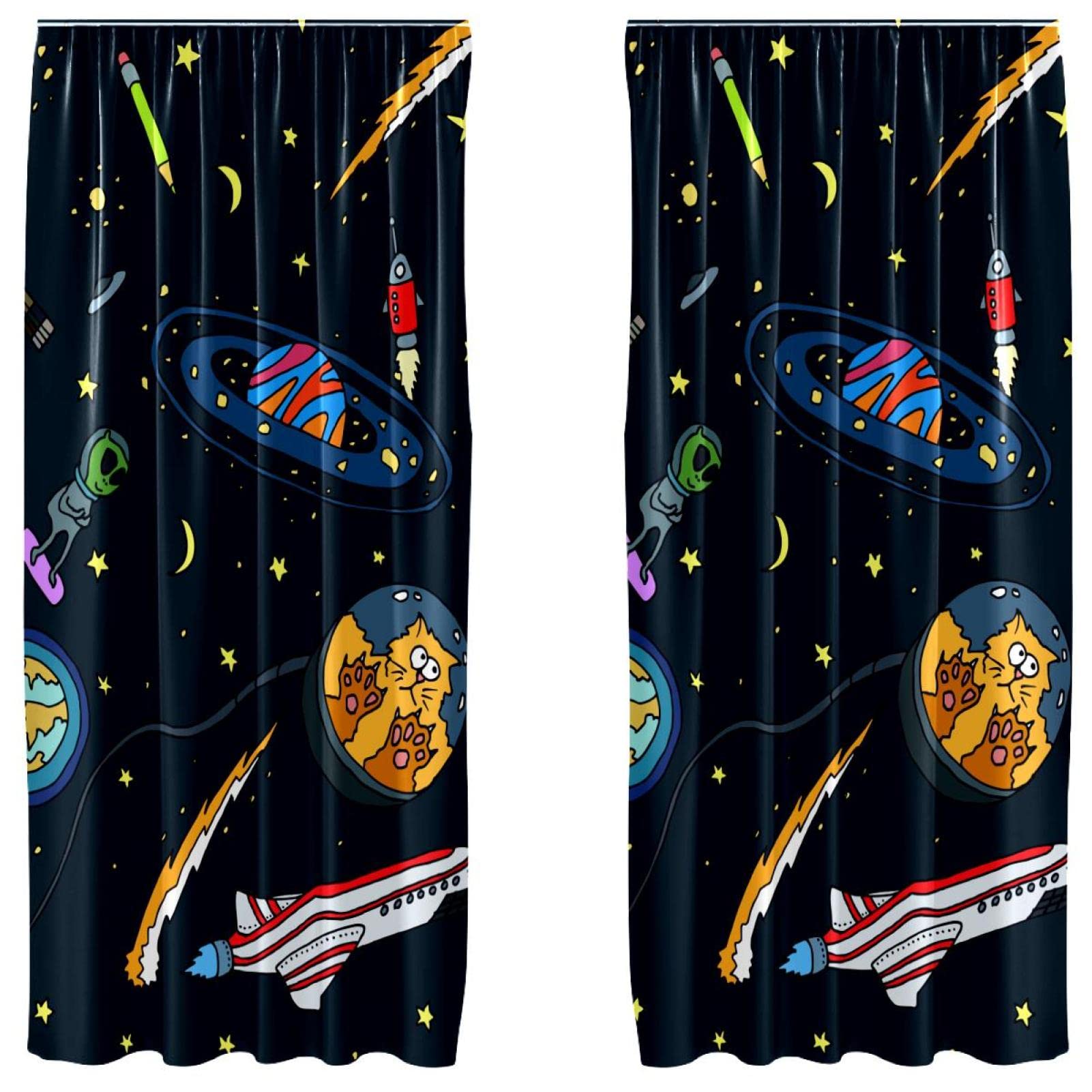 Rideaux occultant les regards indiscrets avec motif espace pour fenêtre de salon