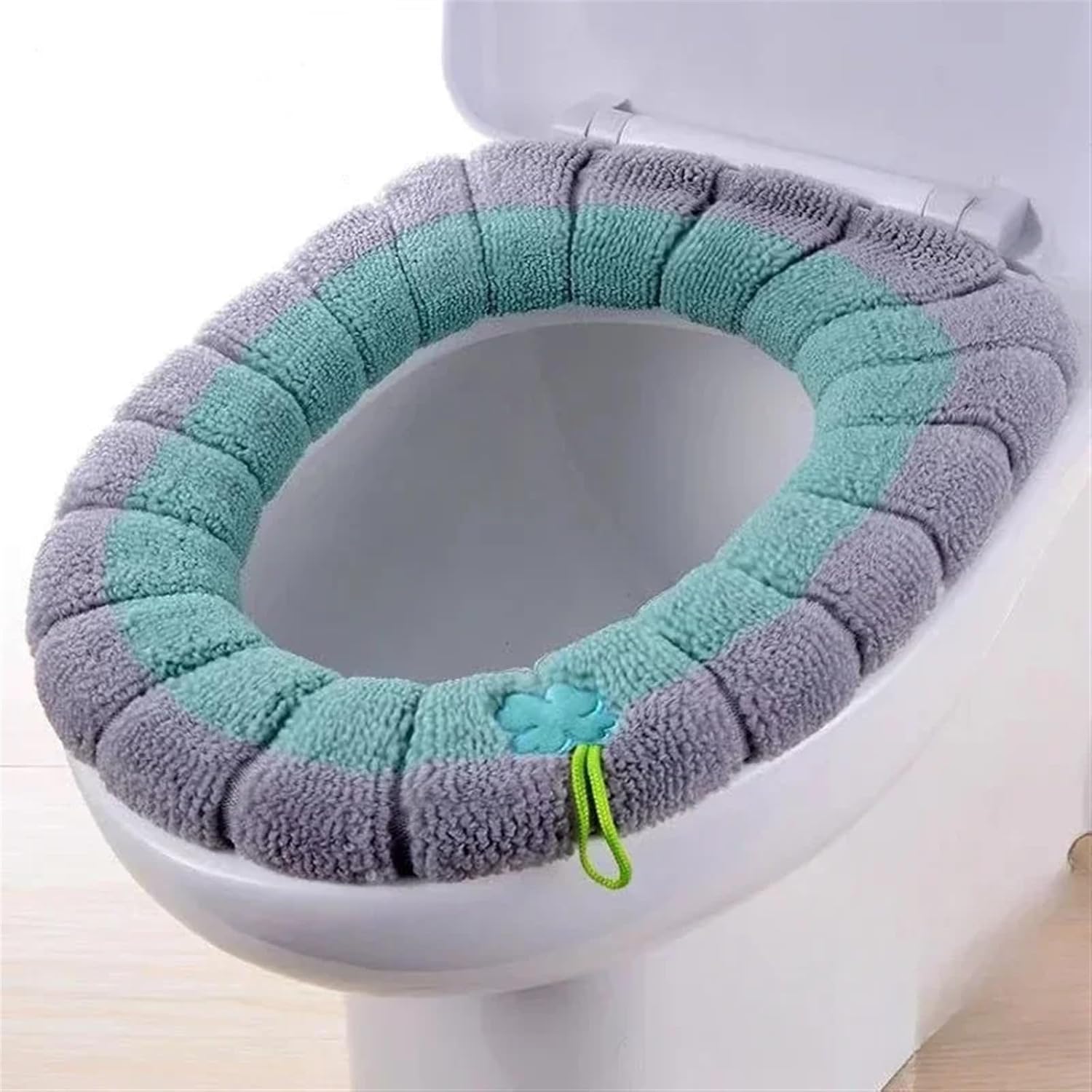Winter Warm Toilet Seat Cover Mat Bathroom Toilet Pad Cushion with Handle Thicker Soft Washable Closestool Warmer Accessories (Size : B-Grey)