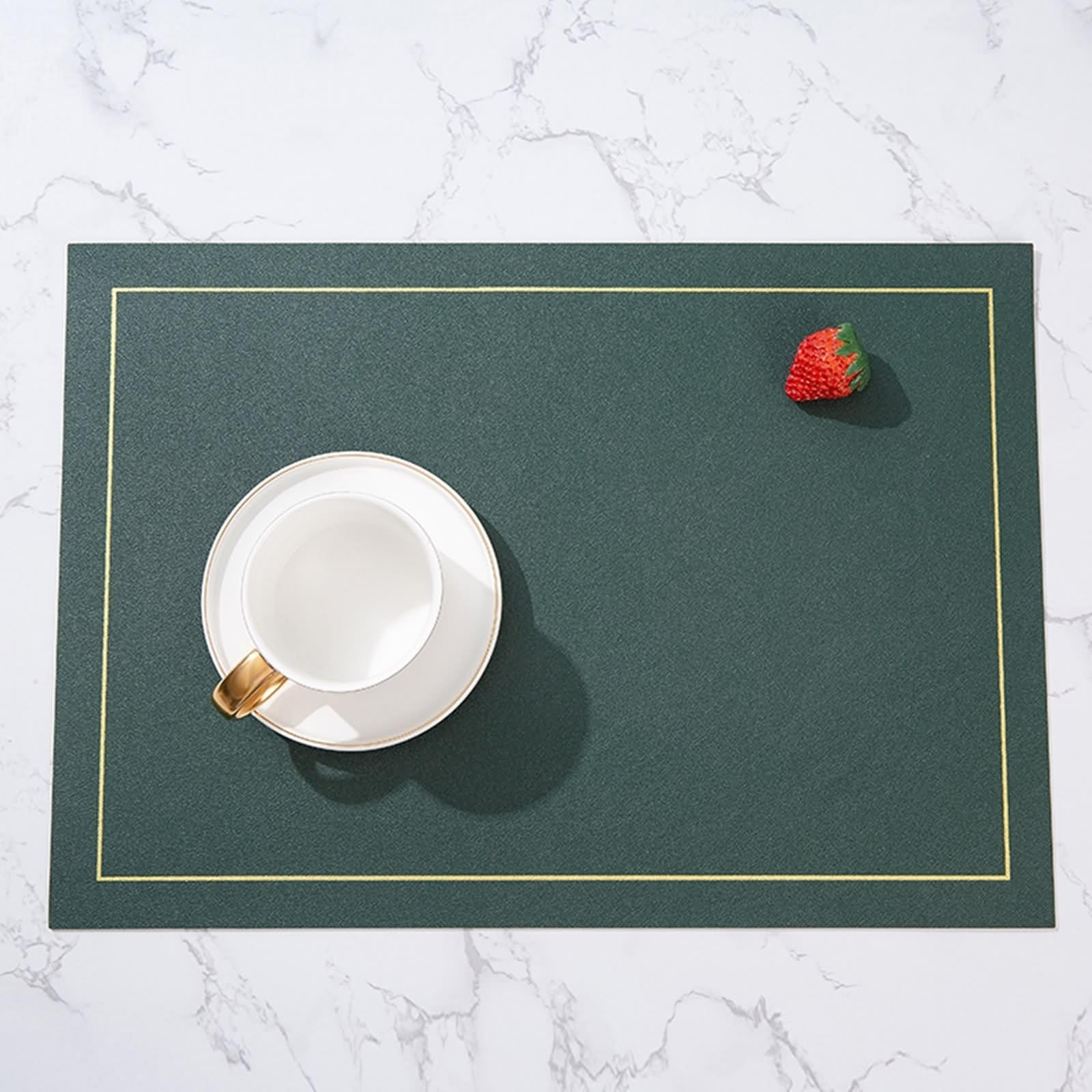 Placemat Green - Juego de 6 manteles individuales (30 x 43 cm, piel, para cocina, restaurante, mesa de comedor), color verde