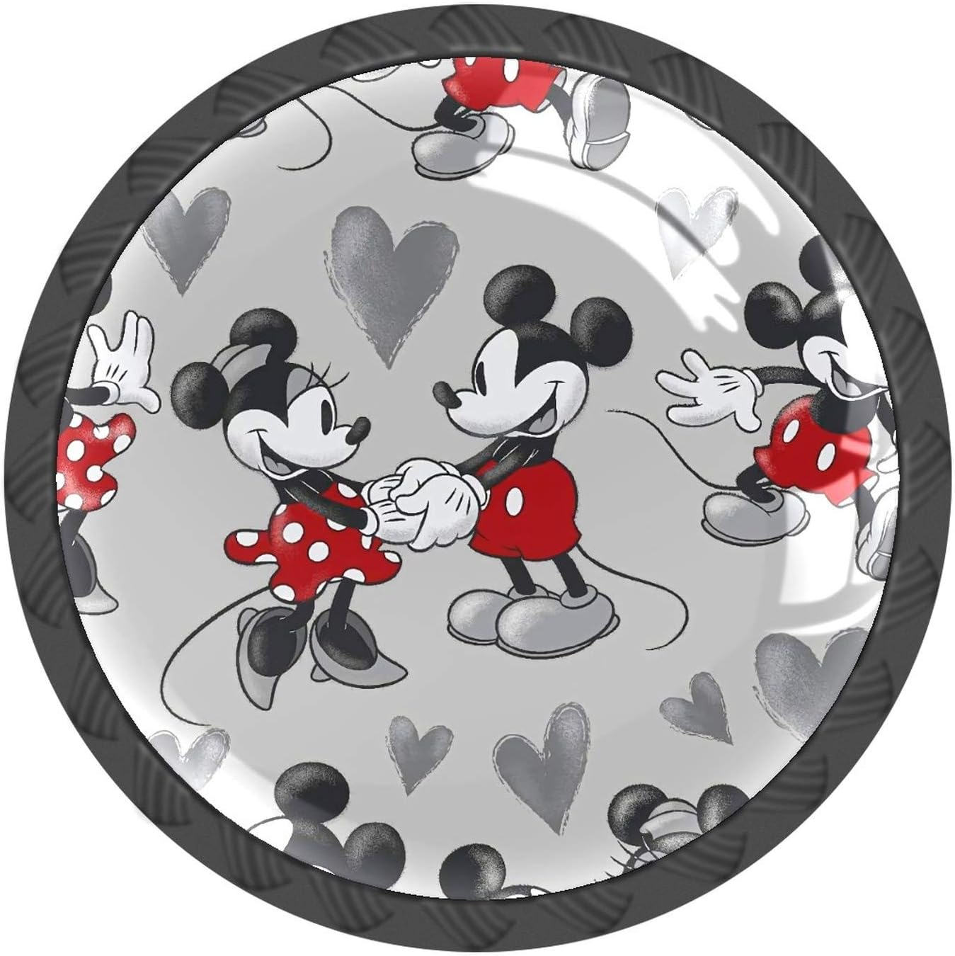 Drawer Knobs Set of 4 Mickey Mouse Cabinet Furniture Knobs Drawer Pulls Handle Crystal Glass Round Cupboard Knobs with Screws for Cabinets Kitchen Dresser