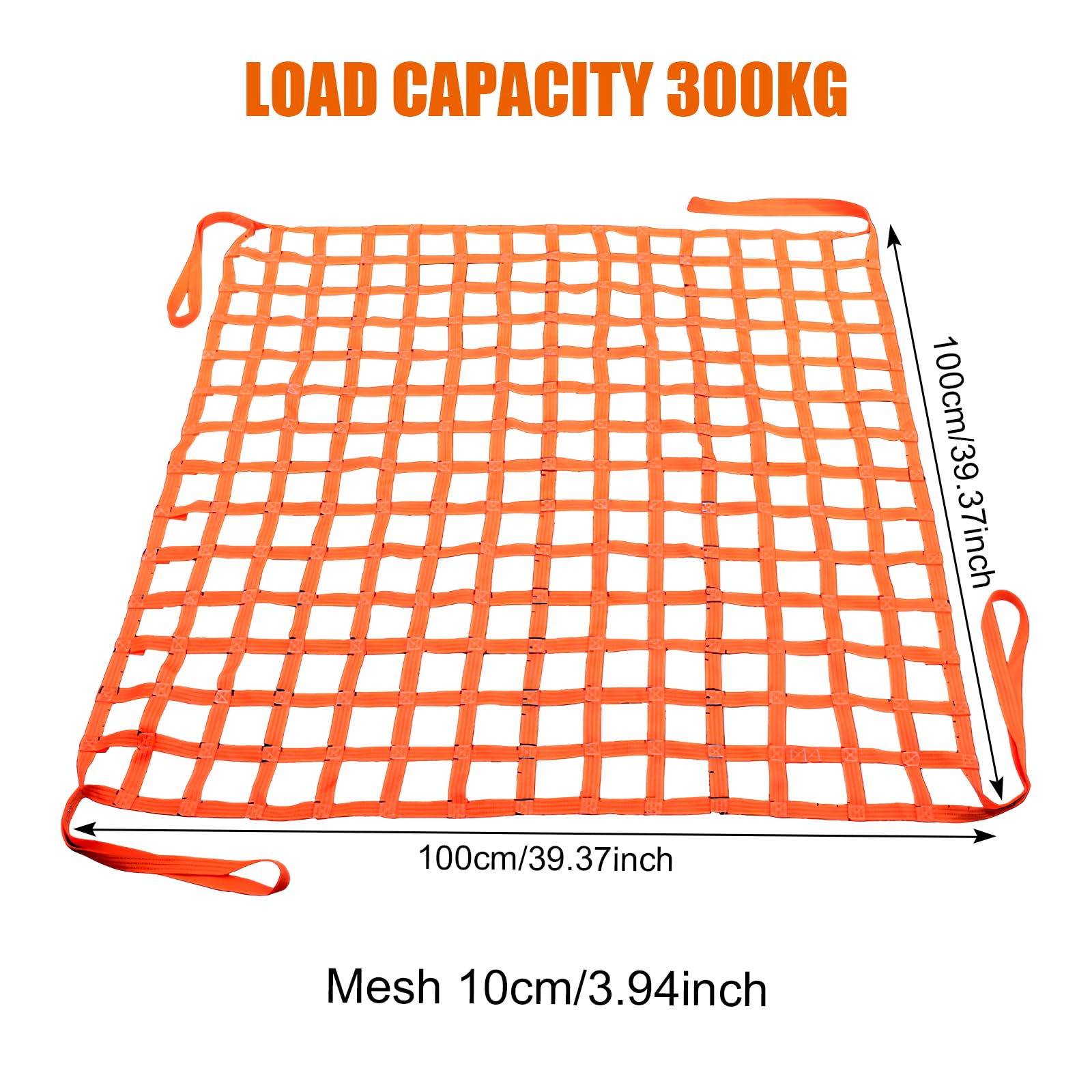 Filet de Levage Polyester 1x1 M 300 KG Suspendu, Orange, Pour Chargement et Déchargement Remorque