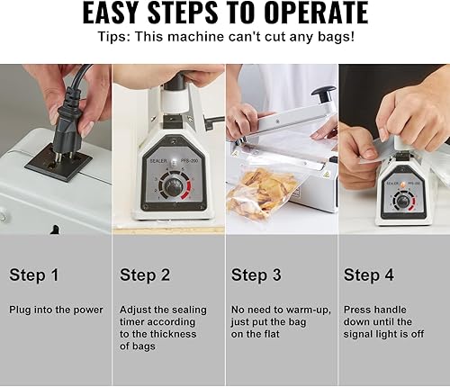 Miniatura 4 de VEVOR Sellador de impulso de 12 pulgadas, máquina de sellado térmico manual con modo de calefacción ajustable, selladores de bolsas de aluminio para