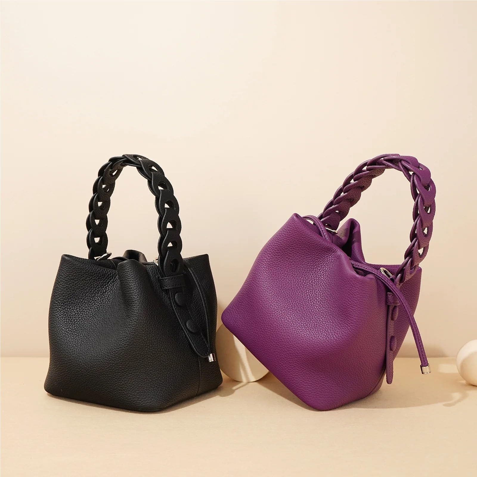 Elegante bolso de mano tipo cubo piel auténtica, versátil, for ir al trabajo, bandolera un solo hombro for mujer Para Viajes Compras Trabajo Citas