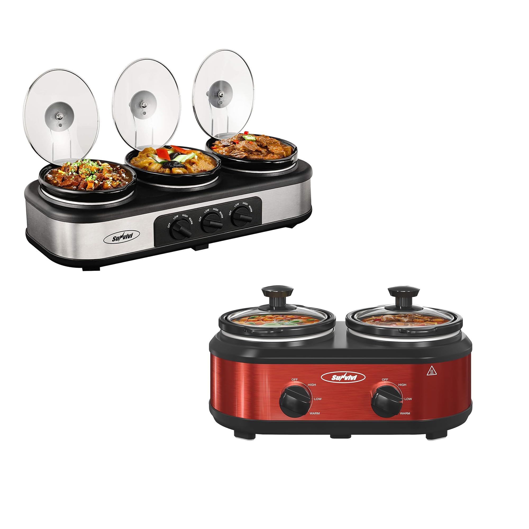 Slow Cooker Dual and Triple Slow Cooker Buffet Server Multiple Pot Food Warmer Slow Cooker Buffet Food Warmer