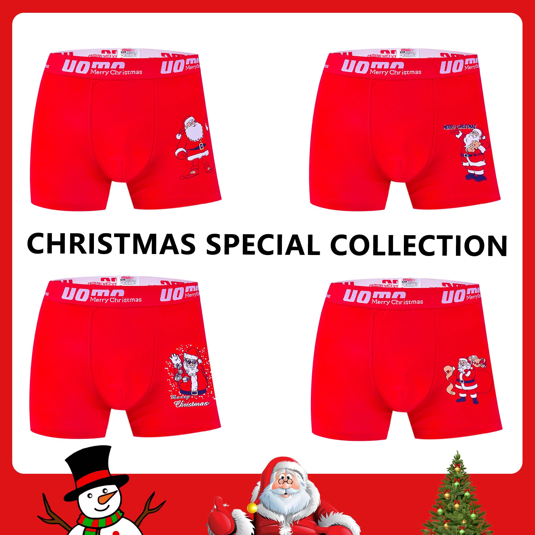 Trendy Boy Boxer da Uomo Natalizio Intimo con Cotone Premium – Grande Y Davanti – bauli dal Design Italiano – Collezione Speciale Capodanno e Natale