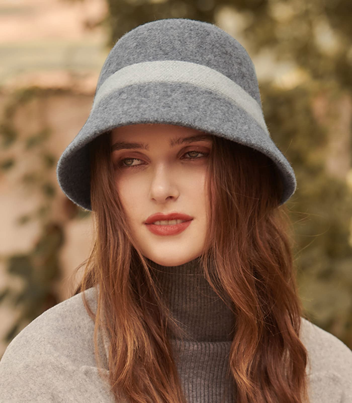 Adigaber Chapeau Cloche Femme Chapeau Melon 100% Laine Fedora Seau Élégant Chapeau Derby Chapeau Vintage Hiver