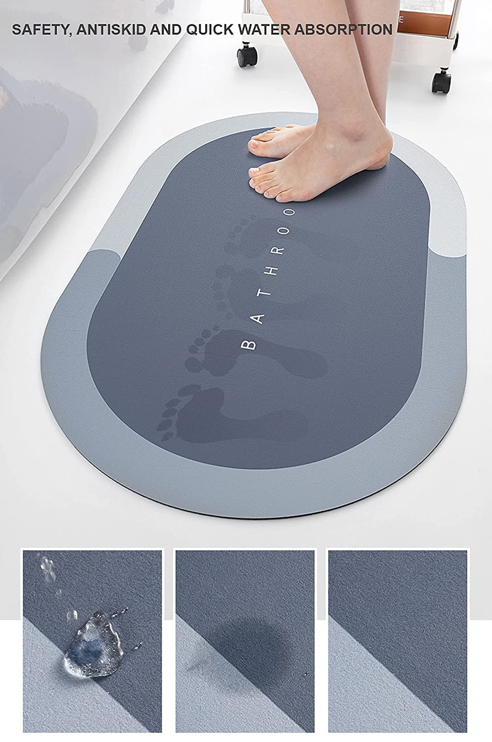 RAVIRANDAL Bath Mat Floor Mat,Bathroom Carpet, Memory Foam Bath Mat, The Latest Strong Water Absorption mat Floor Rug (38 x 58 Cm) 1