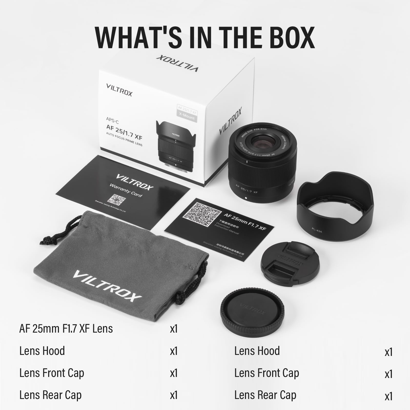 VILTROX 25mm F1.7 Air XF Obiettivo per Fuji Automatica Fotocamere Lenti con Attacco XF Standard con Ampia Apertura APS-C Lenses Compatibile con Fuji X-T2 X-T3 X-T4 X-T10 X-T20 X-T30 XT30II