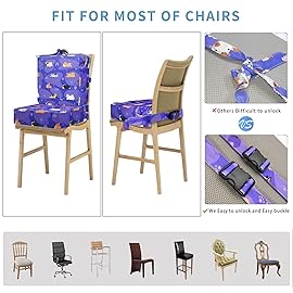 Toddler Booster Seat for Dining Table,4 Inches Washable Double Safer Straps Non-Slip Bottom Booster Seat Dining for kids, Portable Travel High Density Sponge Detachable Increasing Cushion for Child.