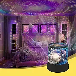Projetor universo, luzes noturnas para decoração de quarto, projetor de luz estrela, céu e lua, lâmpada de iluminação noturna romântica que muda de cor, presente divertido de Páscoa - preto