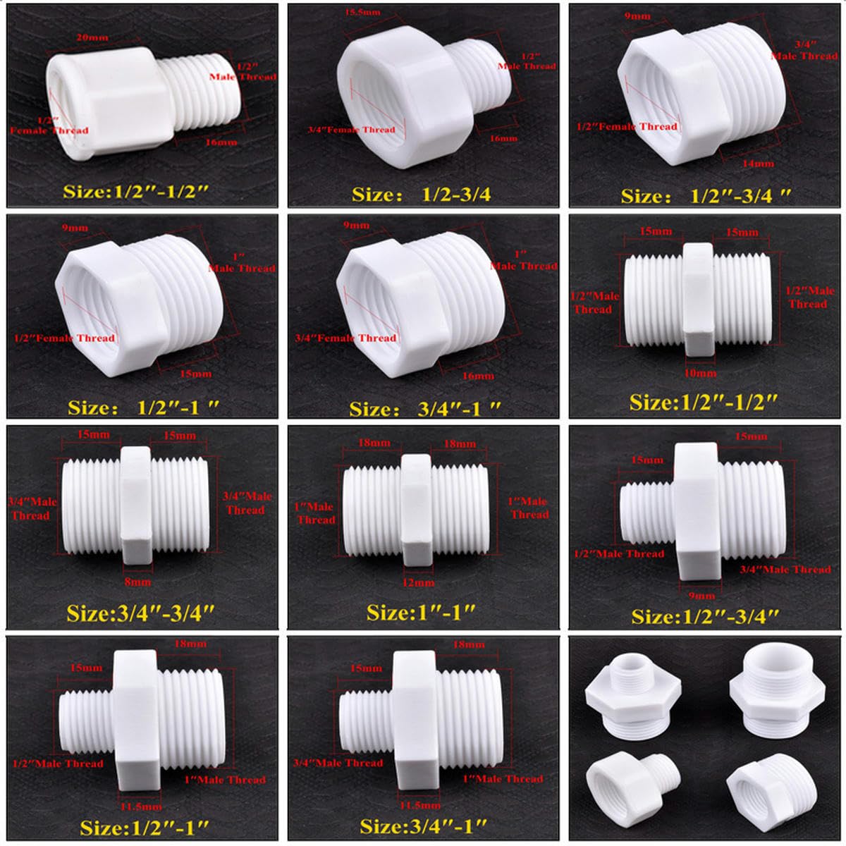 1~20 Pezzi 1/2" 3/4" 1" Maschio/Femmina Filettatura Giunto uguale/Riduttore Acquario raccordi per Acquario Giardino irrigazione Tubo Acqua connettore-20 pezzi-3I4-1 Pollice_a