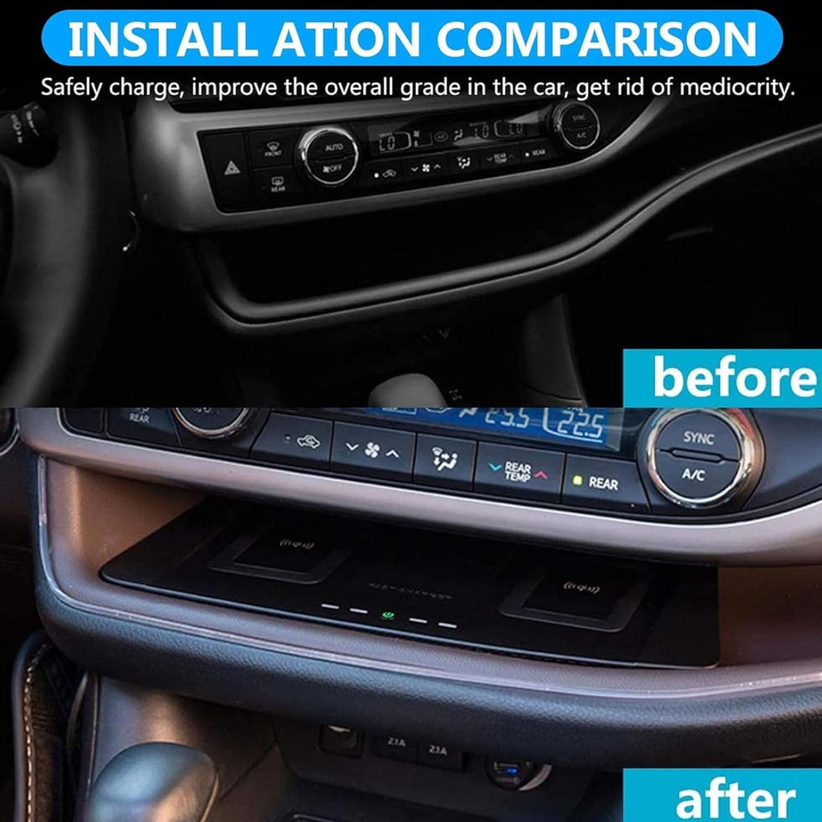 Cargador De Coche Inalámbrico para Toyota Highlander 2015-2021,Cargador De Teléfono De Carga Rápida,Cargador De Teléfono Qi De 15 W,Accesorio De Consola Central