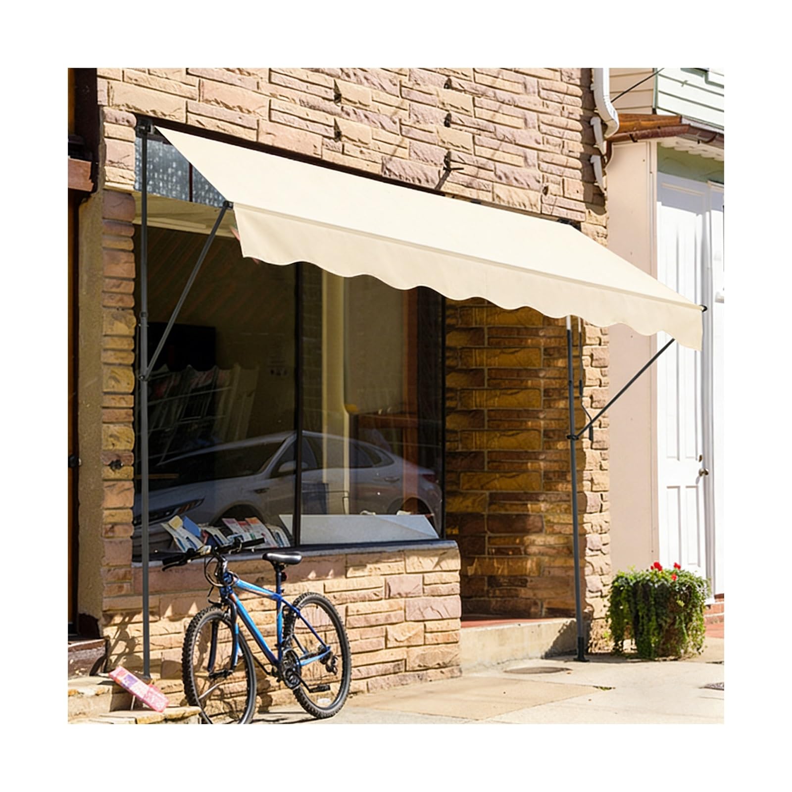 LWJSOCP Retractable Manual ning for Outdoor Use - Height-Adjustable Hand Crank Sune for Balconies Gardens Shops & Apartments (350CM/137.8in)
