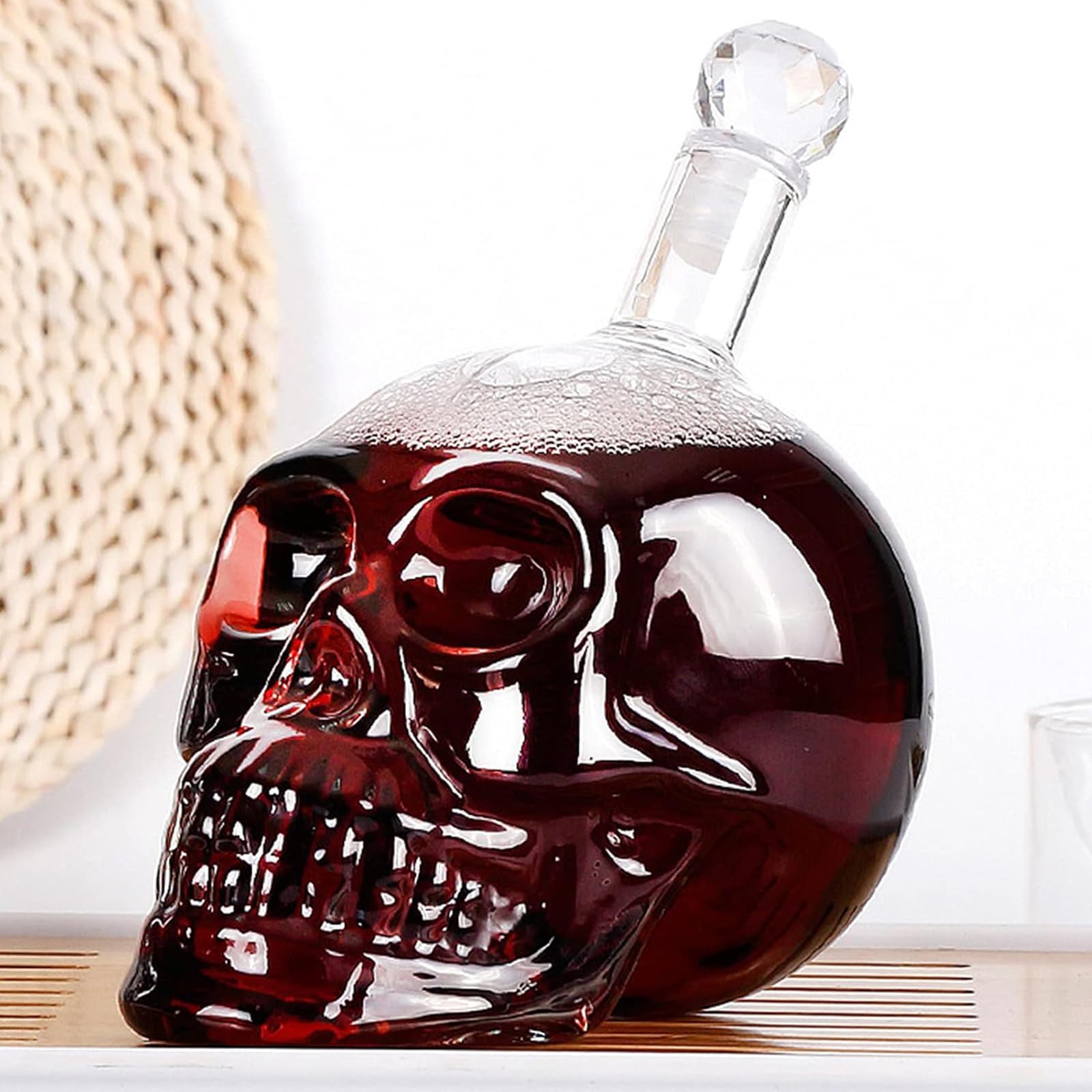 Teschio Bottiglia di Whisky, Bottiglia di Vetro a Forma di Teschio, Bottiglia Vino con Teschio Moda, Decanter per Cranio, Whisky Bottiglie, (550ML) per Whisky, Vino e Liquori (A)