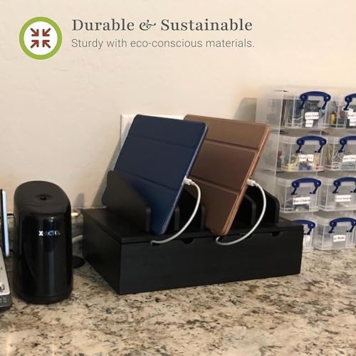 Miniatura 6 de Prosumer's Choice Estación de carga para múltiples dispositivos, organizador de cargador de 5 dispositivos para teléfonos inteligentes y tabletas,