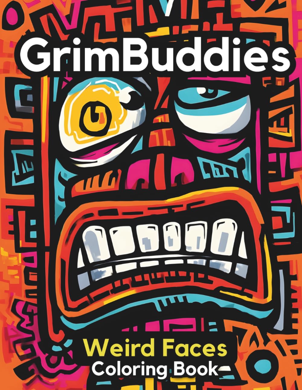 GrimBuddies: Weird Faces Coloring Book: A Fun and Creative Coloring Book for Adults & Teens Featuring Abstract, Funny, and Unusual Faces for Stress Relief