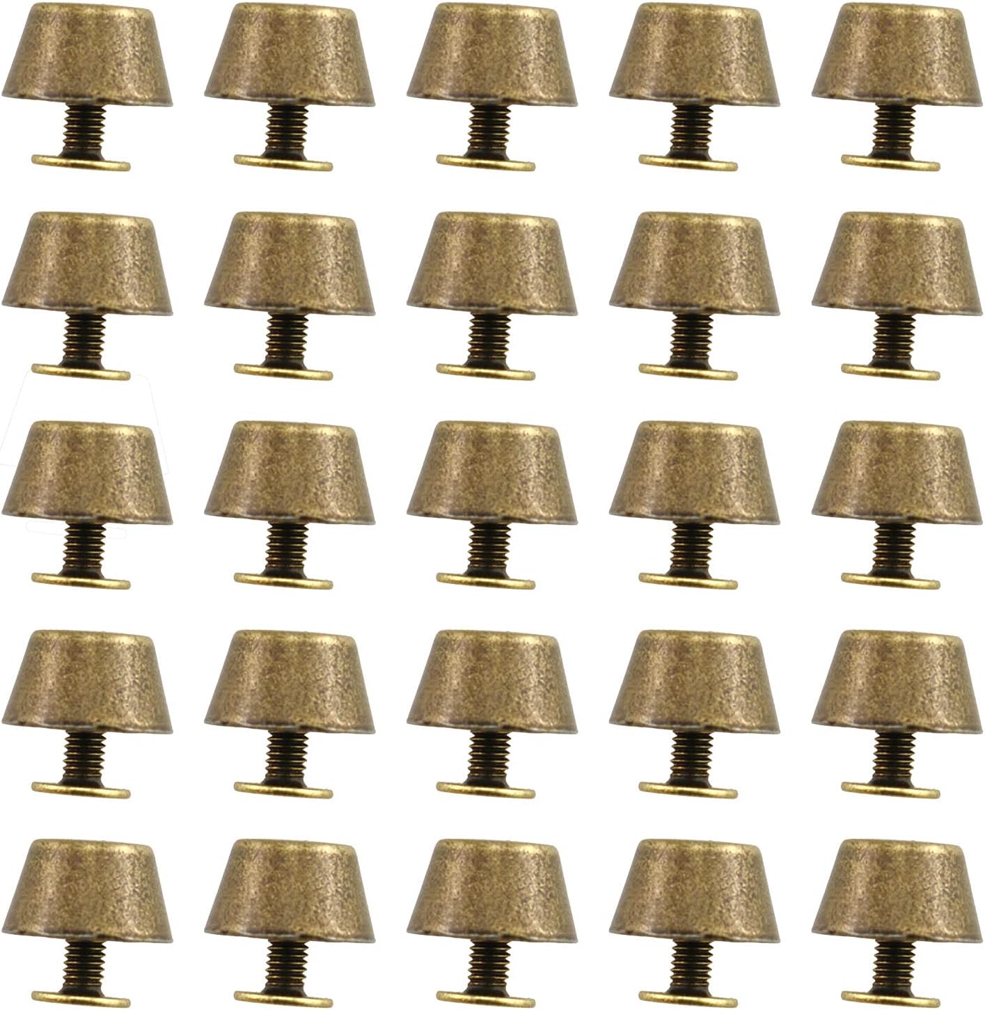 E-outstanding 25Set 1/2 inch Bronze Purse Handbag Feet Head Stud Bucket Shaped Hollow Feet for Metal Philip Screw-Back Spike Studs Rivet Leather, 12mm
