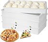 4 Packs Pizza Dough Proofing Box Stackable 60 x 40x 9.5cm Pizza Dough Box, Plastic Proofing Tray, Dishwasher Safe (4 Boxes)