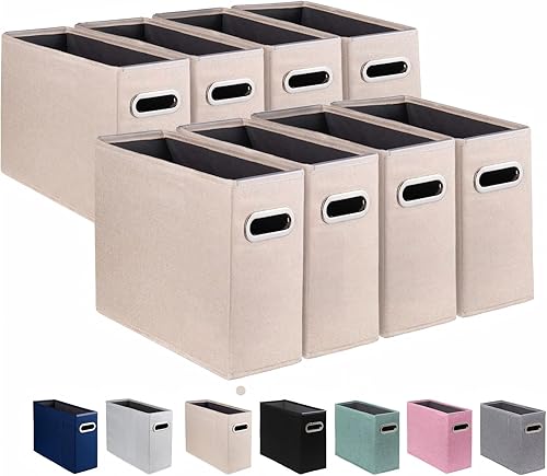 Miniatura 11 de Paquete de 4 cajas de almacenamiento de archivos plegables de tamaño carta, organizador de carpetas de archivos colgantes de tela, soporte portátil