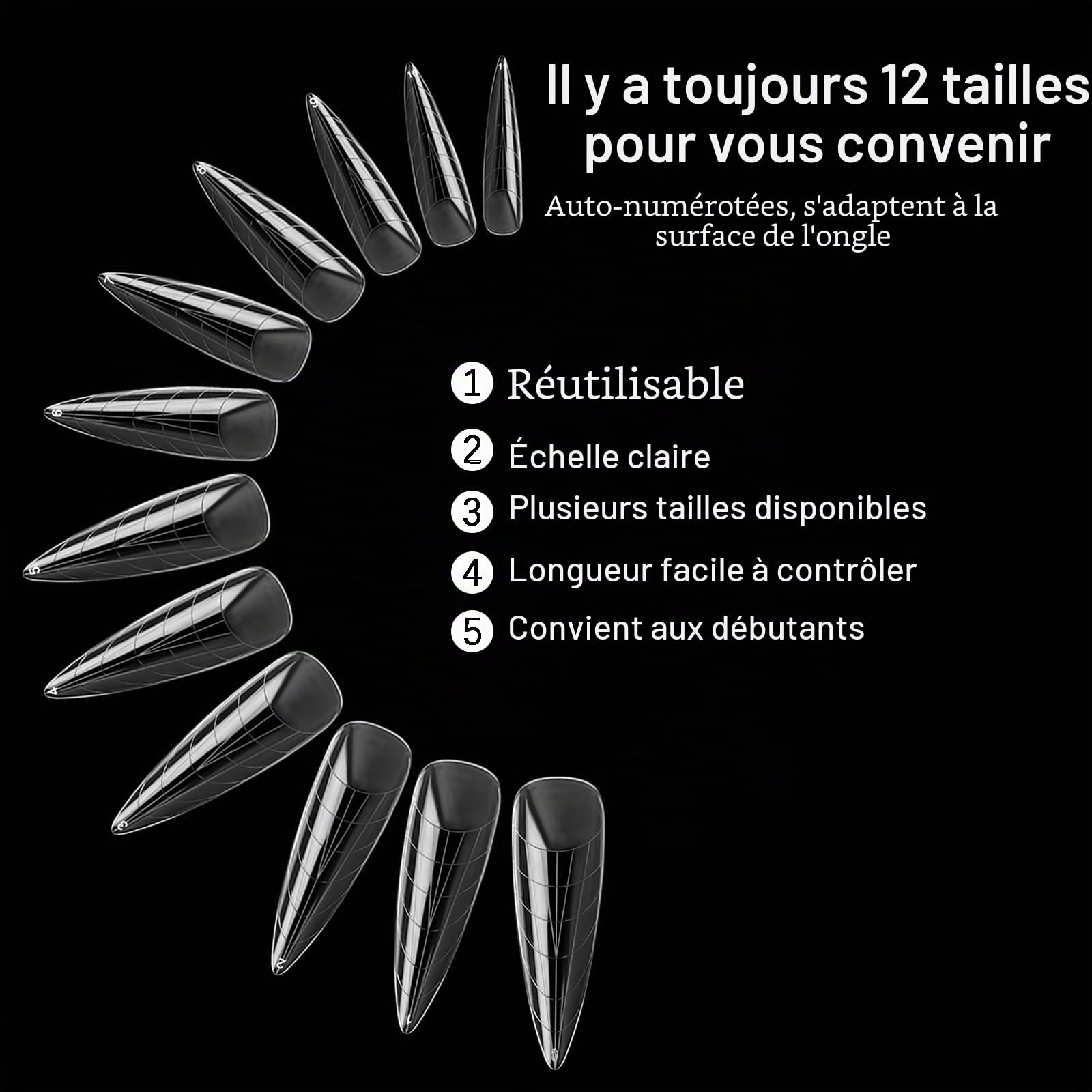 120 pcs Poly Extension Gel Moule à ongles avec écailles pour manucure en gel, salon de manucure et bricolage à domicile (Long Water Drop Dual Nail Forms Set)