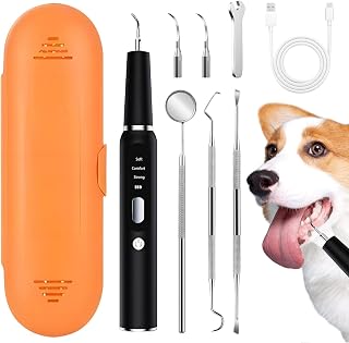 Dog Plaque and Tartar Remover&Tartar Remover for Pet Teeth, Dog Teeth Cleaning Kit with LED Light and Storage Box, Pet Dental Care, Black.