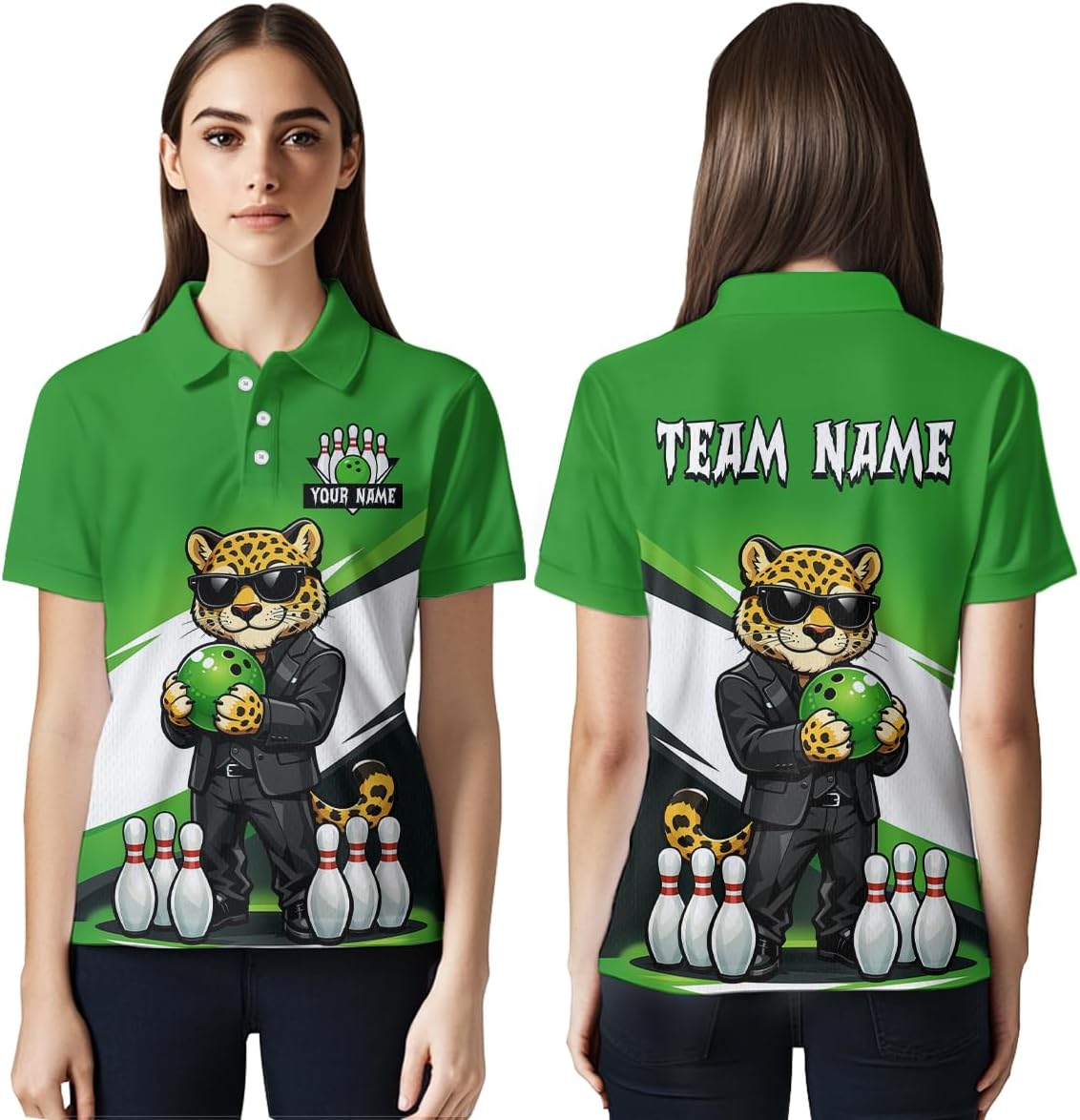 Cool Leopard Bowling Shirts for Team Women Men Leopard Bowling Jersey Leopards Bowling Polo and Bowling Zip Shirt
