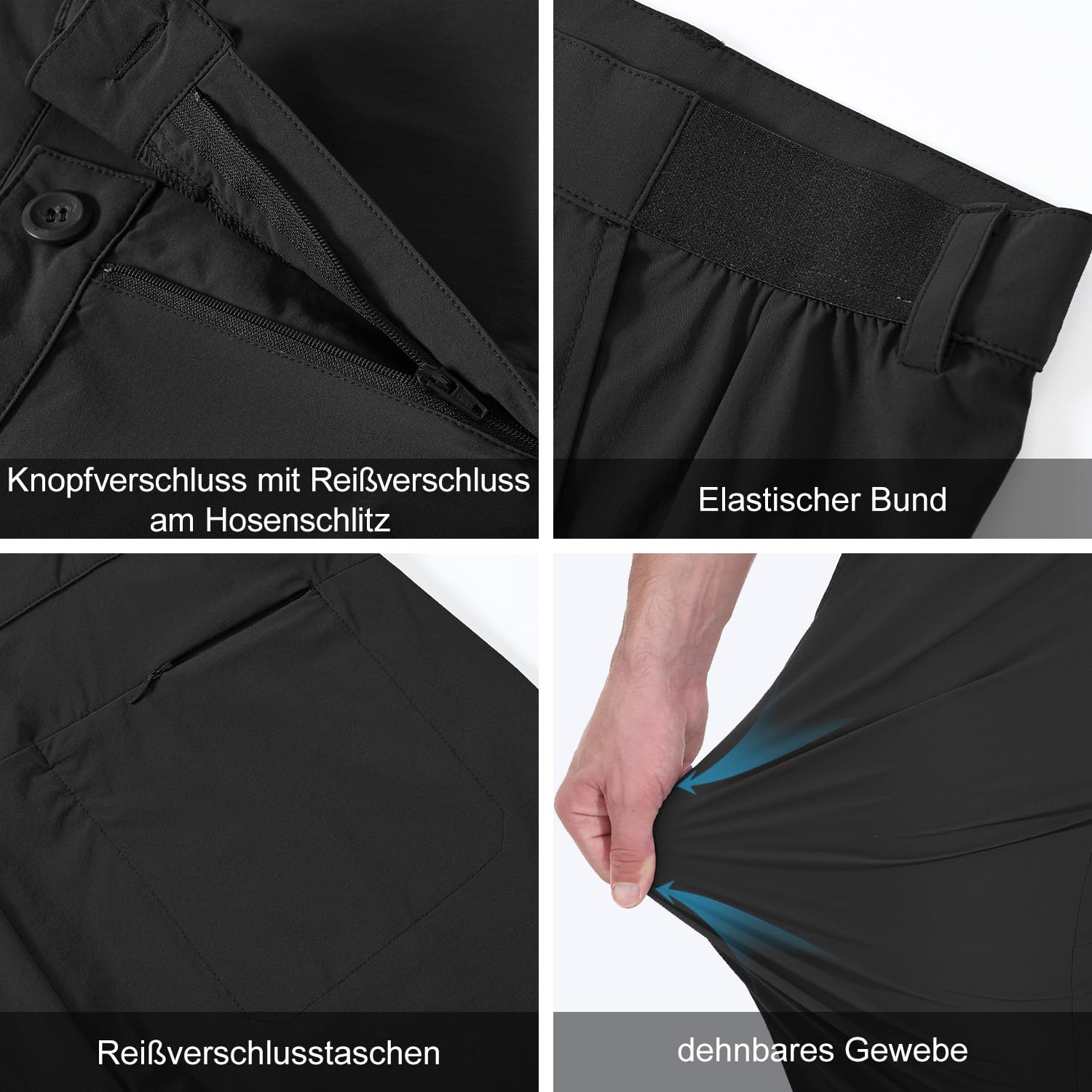 YSENTO Herren Golf Stretchhose Slim-Fit Leichte Elastische Taille Casual Sporthose Golfhose Lang mit Taschen